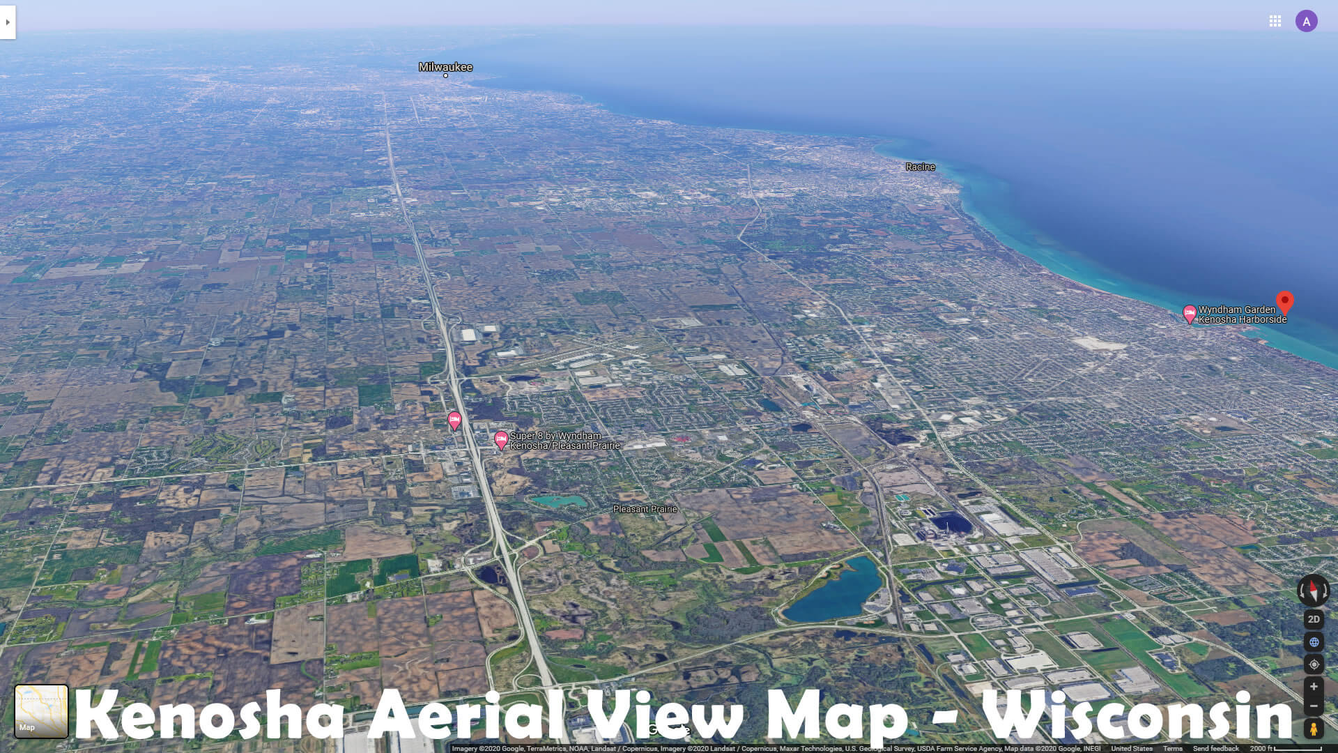 Kenosha Vue Aerienne Carte   Wisconsin